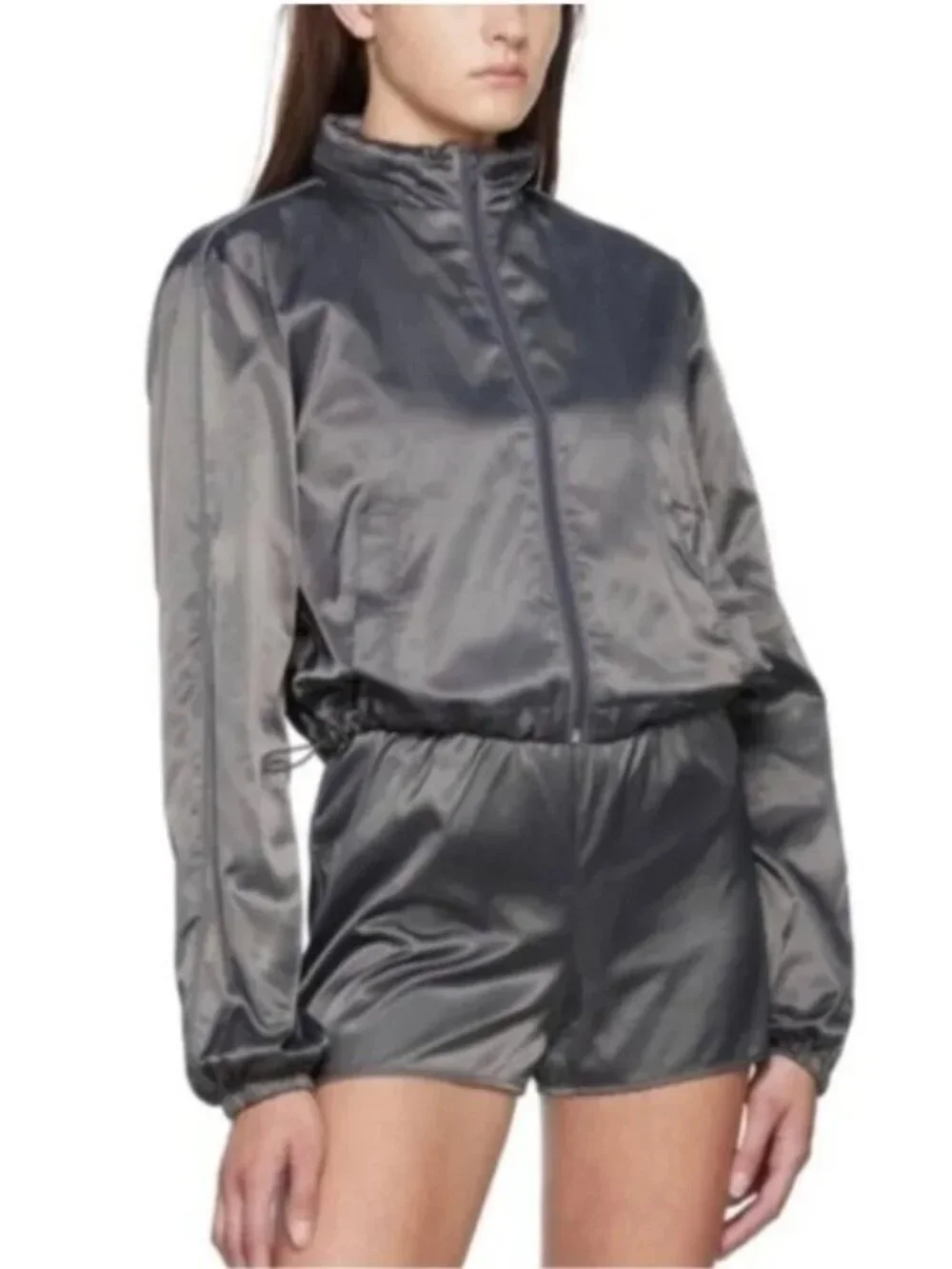 Skims Utility Sport Zip Up Jacket in Gunmetal